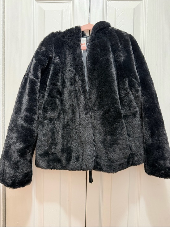 Cat & Jack Other - Cat & Jack Black Faux-Fur Hooded Jacket